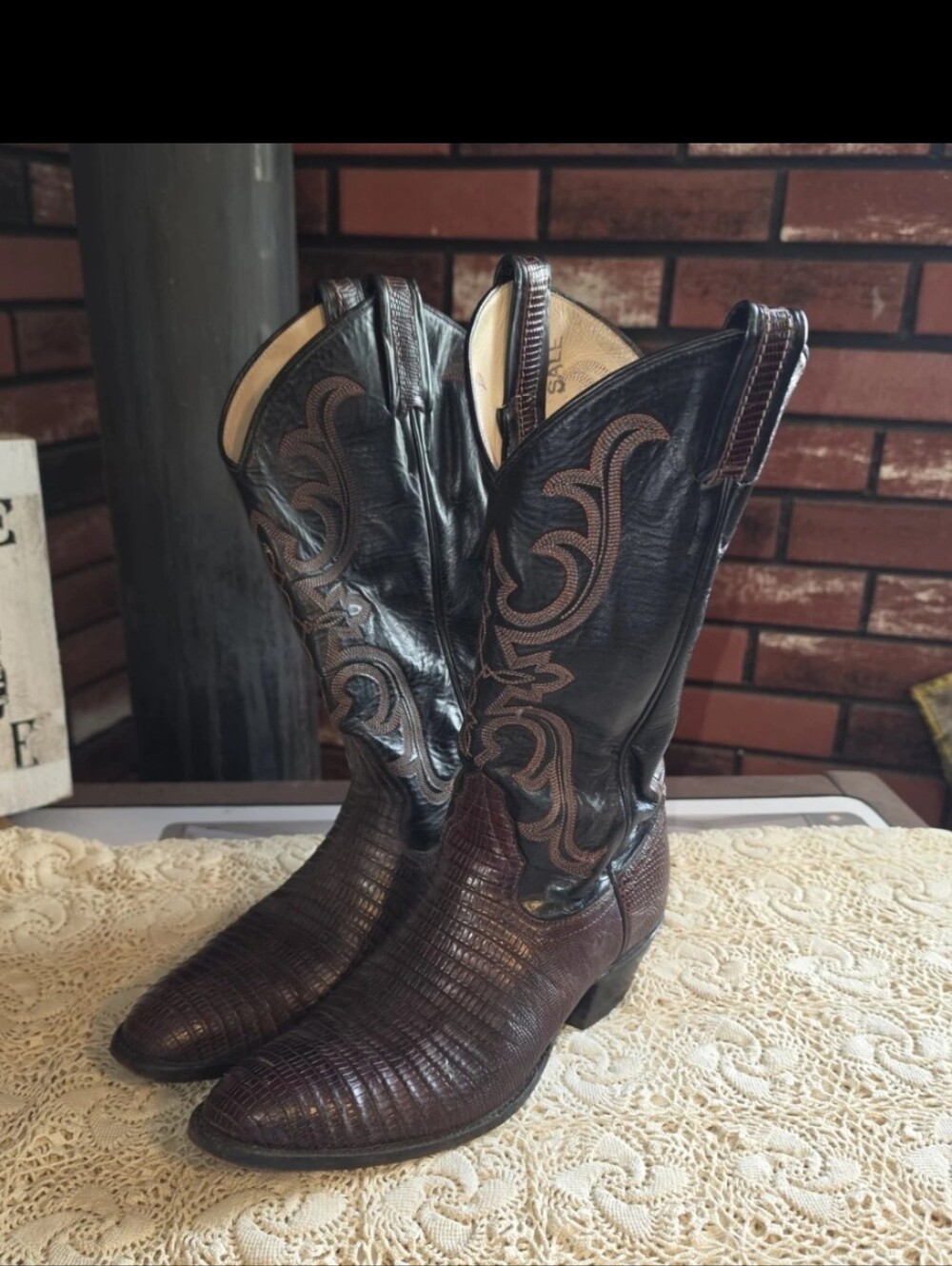 Larry Mahan Brown and Black Western Cowboy Boots